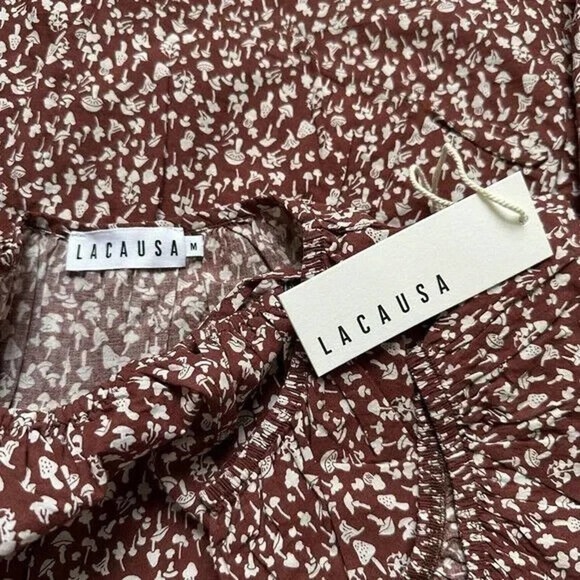 Anthropologie LACAUSA Playa Mini Dress Cocoa Magic Mushroom Size M NWT - Picture 5 of 5